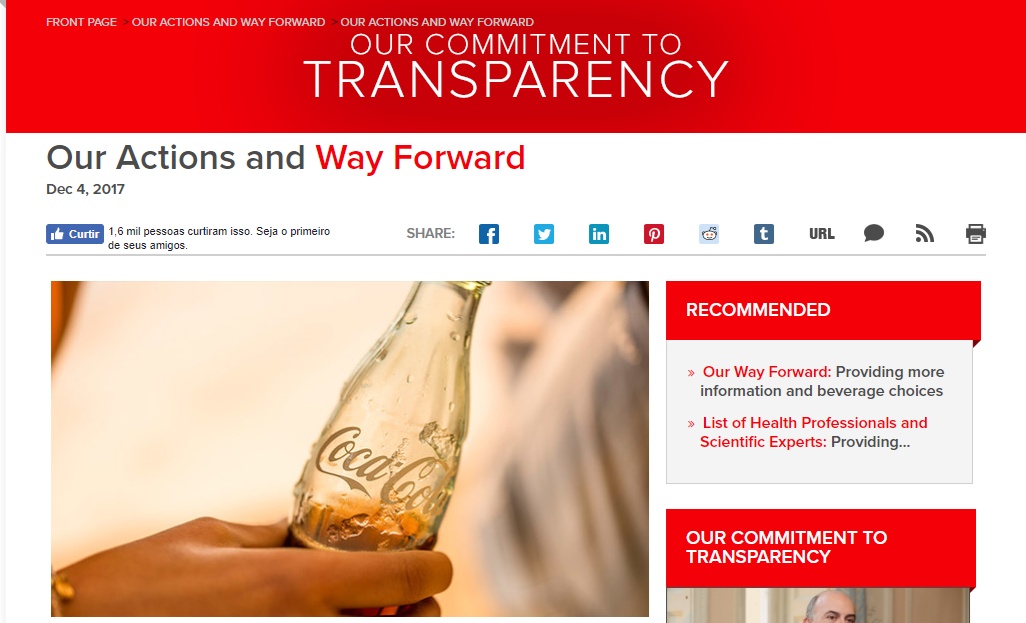 Estudio pone en jaque la política de transparencia de Coca-Cola